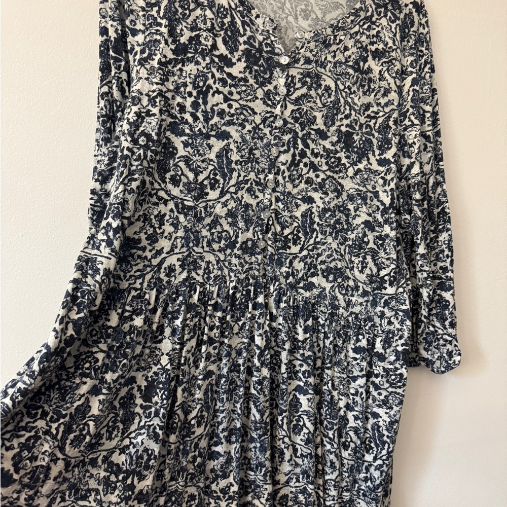 Peruvian Connection Blue and White Floral Dress